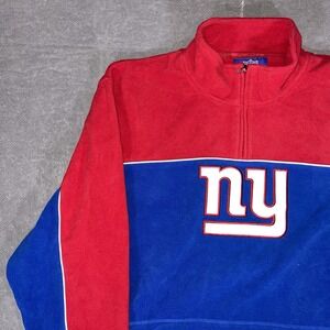 Reebok Sweater Mens 2XL New York Giants 1/4 Zip Fleece Embroidered Blue Y2K NWOT